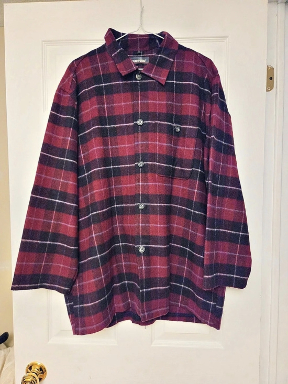 Jupiter Plaid Wool Blend Jacket in Red & Black XL